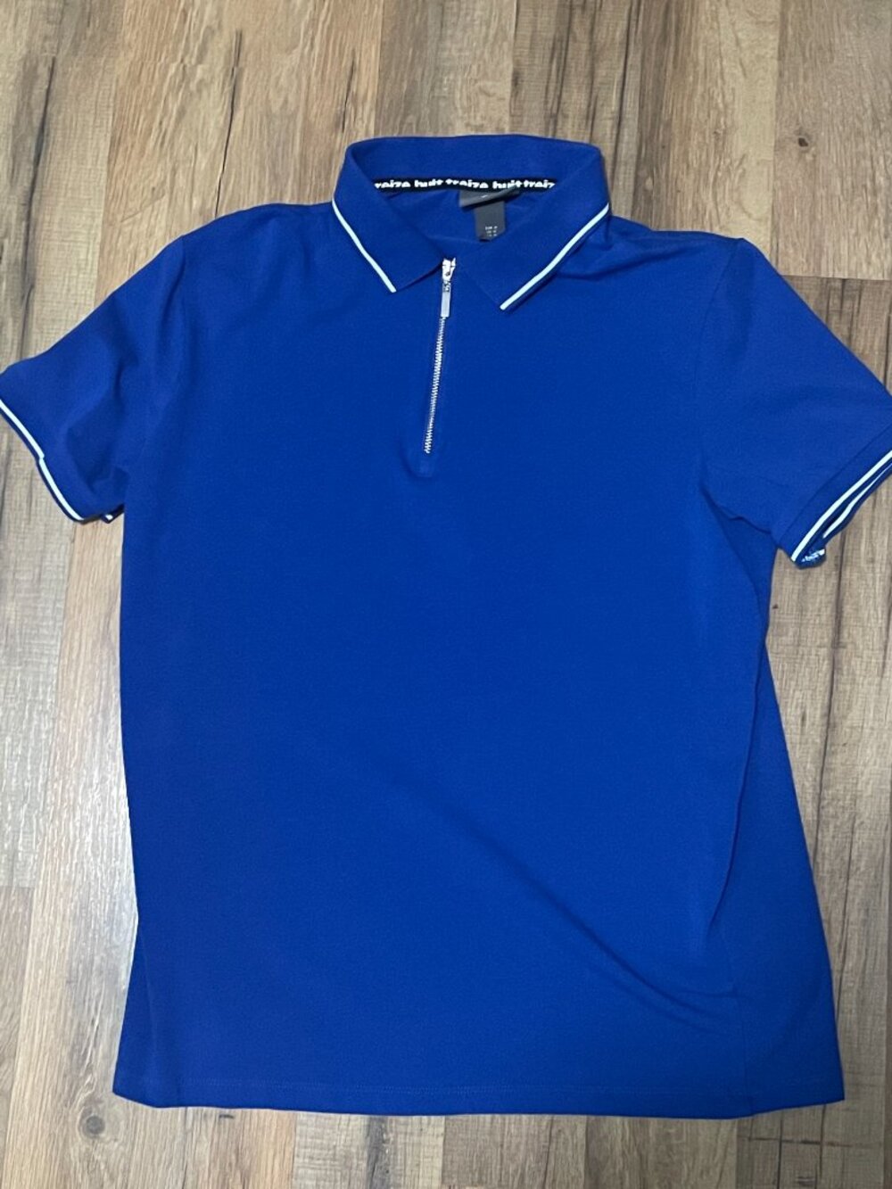 H&M Men’s Slim Fit Quarter-Zip Polo Royal Blue, Size M